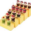 Acrylic Food Display Risers, Gold Risers Boxes 5 Pcs Rectangular Buffet Risers Display Stand Shelf for Catering Dessert Buffet Table, Parties, Weddings, Collectibles Shoes Display (5Pcs)