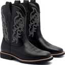 Men's Cowboy Boots, Wide Square Toe Western Boots with Classic Embroidery, Lightweight Boots with Side Zipper Holes, Slip-Resistant Durable Retro Boots for Rodeo, Farm, Gifts, Size 14