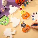 Yalikop 6 Sets Halloween Painting Crafts, Paint Your Own Halloween Ceramic Crafts with Brush and Easel, Pumpkin Spooky Ghost Spider Black Cat Witch Holiday Ceramics to Paint Unpainted Plaster Supplies