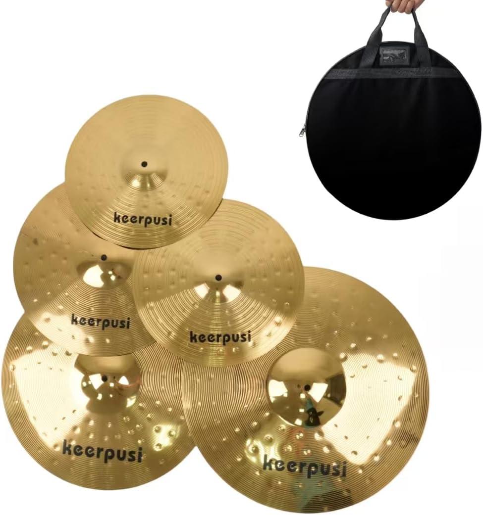 Cymbal Pack Alloy Cymbals Drum Cymbal Set 14"/16"/18"/20" Plus Free Cymbal Bag 5 Pieces Cymbals for Drum Set