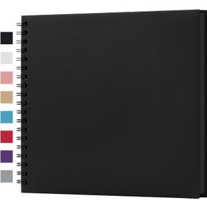 potricher 10 x 10 Inch DIY Scrapbook Album 40 Pages Hardcover Kraft Paper Scrap Book Photo Albums Memory Book for Wedding and Anniversary Family (Black, 10 Inch)