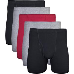 Gildan Men's Underwear Covered Waistband Boxer Briefs, Multipack (XX-Large, Black/Garnet/Graphite (5-pack))