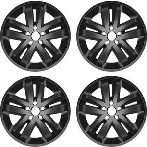 Wheel Skins Compatible with Ford Explorer 2011-2019; 18 inch Wheel Covers; Black Set of 4 Packs (Glossy Black)