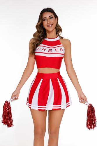 Cheerleader Costume Women Sexy Schoolgirl Cheerleader Outfit Cheerleading Uniform Halloween Costumes for Women Medium