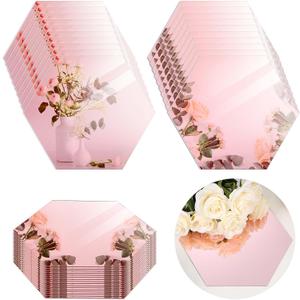 12 Pcs 12 Inches Acrylic Hexagon Mirrors for Tables Centerpieces Wedding Centerpieces Rose Gold Mirror Trays Mirror Plates for Table, Wedding, Baby Shower Party Decorations, 1.5 mm