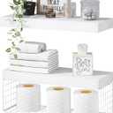 QEEIG White Bathroom Shelves Over Toilet - Wall Mounted Floating Shelves Farmhouse Shelf Toilet Paper Storage Small 16 inch Set of 2 (019-W2)