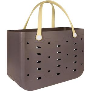 PoVwlty Rubber Beach Bag for Men & Women, Water-resistant Travel Tote Bag for the Beach Boat Pool