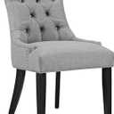Modway Regent Button Tufted Upholstered Fabric Dining Chair in Light Gray, 25"D x 22"W x 36"H