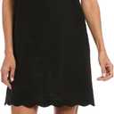 London Times Women's Women's Sleeveless Shift Dress with Scalloped Neckline - Knee Length with Pockets - Wedding Guest Essential (M)
