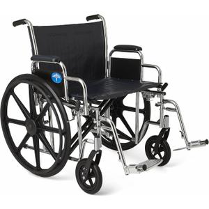 Medline Excel Extra-Wide Wheelchair with 22" Seat, Removable Desk-Length Arms, Swing-Away Footrests, and Chrome Frame - Bariatric, Premium Mobility Aid for Enhanced Comfort and Durability