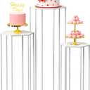 Wokceer Hexagon Pedestal Stand Cylinder Stands for Party 35.43" Set of 3 Nesting Display Cylinder Tables for Parties Wedding Living Room Patio Decor White