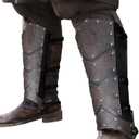 HiiFeuer Medieval Faux Leather Leg Gaiters, Vintage Middle Ages Knight Leg Armor, Mercenary Leg Guards for LARP (Dark Brown a)