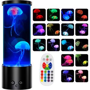 Jellyfish Lamp Light Moving, 17 Colors Changing Jelly Fish Tank Mood Lamp for Kids Adults Room Decoration, Large Giant LED Floating Jellyfish Aquarium Night Light with Remote for Christmas Gift