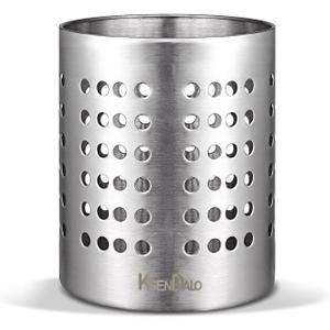 KSENDALO Small Stainless Steel Utensil Holder, SUS304 Silverware Utensil Drying Rack, Utility Sturdy Home Kitchen Daily Use Utensil Drainer for Countertop, Silver (5.32inch Tall)