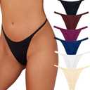 Murimia 7 Pack G String Thongs for Women Seamless Underwear Sexy T-back Low Rise Breathable Bikini Panties, D-Multicolor, X-Large