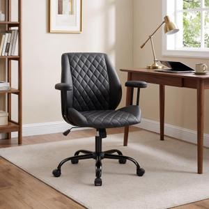 Volans Home Office Desk Chair with Casters, Mid Back, Black