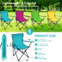 4 Pcs Folding Camping Chairs with Cupholder and Carry Bag Regular Size Portable Lightweight Lawn Chair with Mesh Side Pocket for Fishing Hiking Picnic Beach Outdoor Party (Stylish)