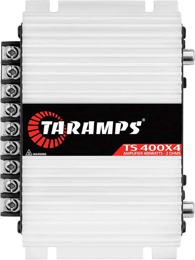 Taramps TS 400x4 400 watts RMS 4 Channels Full Range Car Audio Amplifier, 2 Bridged Channels, RCA Input Class D, Output Power, Multichannel Amplifier System, Small - TS400X4
