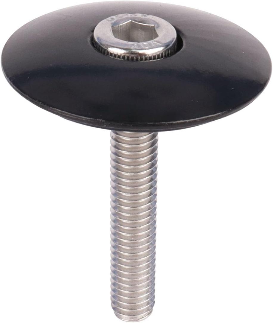 1 1/8" Aluminium Alloy Cycling Headset Stem Top Cap with M6x35mm Stainless Steel Bolt (Black)