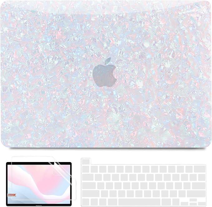 BELKA Compatible with MacBook Pro 13 inch Case M2 2025 2024 2023 2022 2021-2016 A2338 M1 A2251 A2289 A2159 A1989 A1708 A1706, Plastic Hard Shell Case+Keyboard Cover+Screen Protector, Shiny Pearl