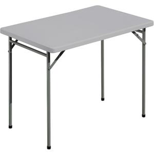 Folding Table 3ft Rectangular All-Occasion Plastic Folding Event Table for Indoor and Outdoor, Portable Desk, Camping, Durable and Stable, HDPE and Steel, Wide Application, Grey