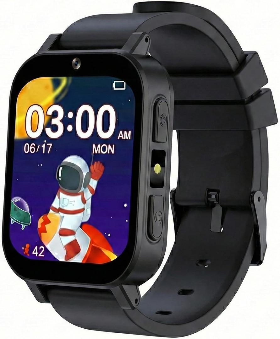 T TICCI Kids Smart Watch for Boys Girls - 1.83" HD Touch Screen, 500mAh Long Battery, Fast Type-C Charging, Games Camera Music Pedometer Torch, Educational Toys for Ages 4-12 Birthday Gift (Black)