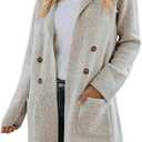 VIMPUNEC Fall Long Cardigan Sweaters for Women Trendy Open Front Coats Knit Winter Jackets Coatigan XL, A Apricot