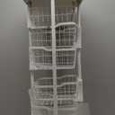 OKZEST 5-Tier Small Kitchen Storage Cart on Wheels with Pull-Out Drawers, Rolling Pantry and Snack Organizer Cart with Wood Top, Kitchen Floor Fruit Basket Stand for Fruit Potato Onion Veggie Snack