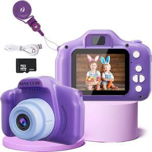 Kids Camera,Toddler Toys for 3-5 Years Old Boys Girls, Mini Compact Camera for Kids Age 5-7,Toy Kid Digital Camera for 4-6,Toys 3 4 5 6 7 8 Year Old Christmas Birthday Gift with 32G SD Card (Purple)