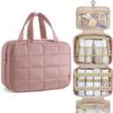 BAGSMART Travel Toiletry Bag for Womne, Hanging Travel Bag for Toiletries, Puffy Makeup Cosmetic Bag Organizer, Carry-on Travel Accessories Essentials, Dark Pink