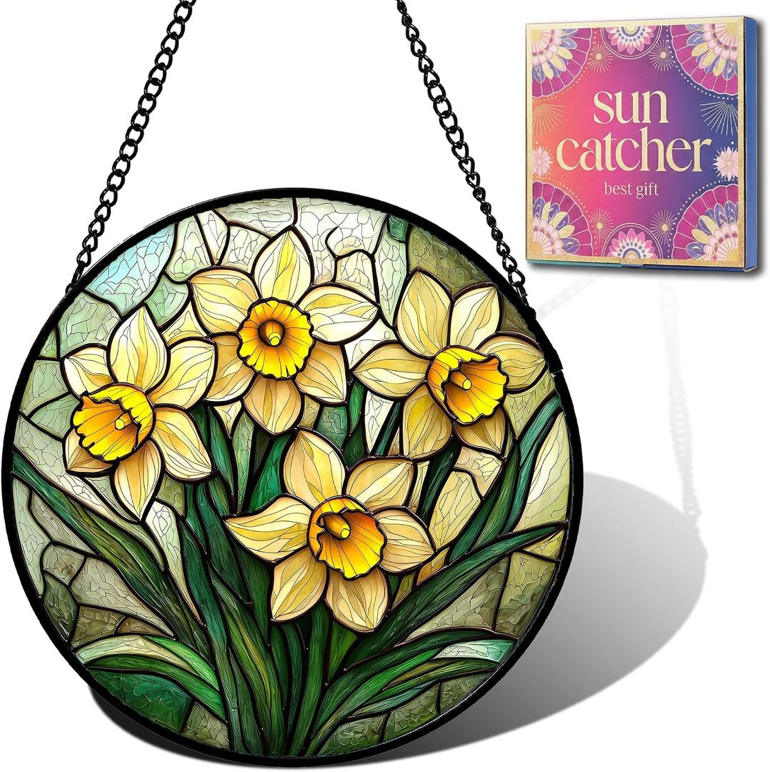 Daffodil Flower Acrylic Suncatcher Sun Catchers Indoor Window Gifts 7.8"