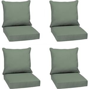 Arden earthFIBER Outdoor Deep Seat Cushion Set (4-Pack), 24 in x 24 in, Weather-Proof, Rain-Proof, Fade Resistant Patio Cushion for Chair, Sofa, and Couch Sage Green Texture