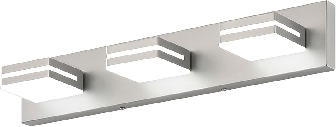 SineRise LED Modern Bathroom Vanity Light Fixtures (3-Light, 24-Inch, Dimmable), Brushed Nickel Modern Acrylic Bathroom Wall Lighting Fixtures Over Mirror (Cool White 6000K)