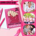 Yexiya 96 Pcs Breast Cancer Awareness Pens with Back Cards Bundle Ties Pink Ribbon Ballpoint Pen Breast Cancer Awareness Accessories for Charity Recognition Public Event Nonprofit, Pink Barrel