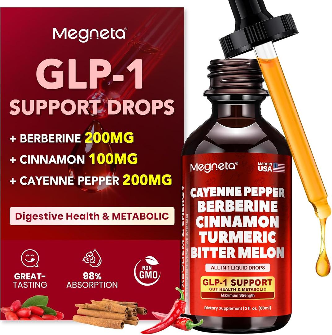 Berberine With Ceylon Cinnamon Liquid Drops With Cayenne Pepper, 2 fl oz | Boost GLP-1, Supports Gut Health, Digestion, Antioxidant & Immune Support, Non-GMO & Gluten-Free
