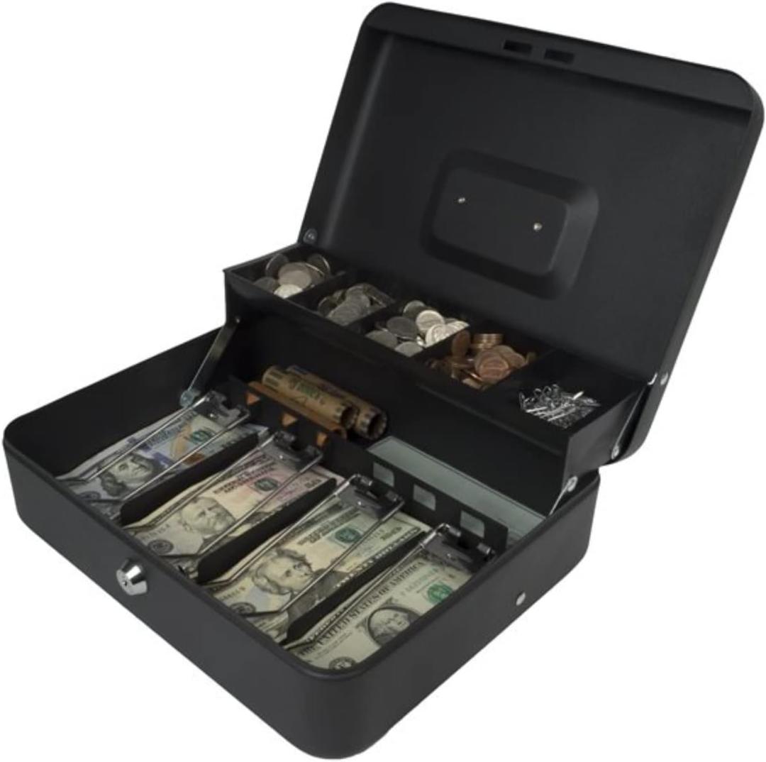 Royal Sovereign Money Handling Security Box Cash Box (RSCB-400), Tiered-tray