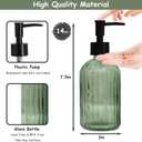 Green Glass Soap Dispenser Set with Black Pump, 13.5oz Refillable Liquid Hand Soap Dispenser, Lotion Dish Soap Dispenser for Modern Home Decor, Bathroom, Kitchen Countertop, Hotel(2 Pack)