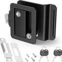 Kohree RV Door Lock Replacement Zinc Alloy Camper Door Lock, RV Door Locks with Paddle Deadbolt Plastic for Trailer Cargo Camper Horse, 4 Keys Black (1 Pack)