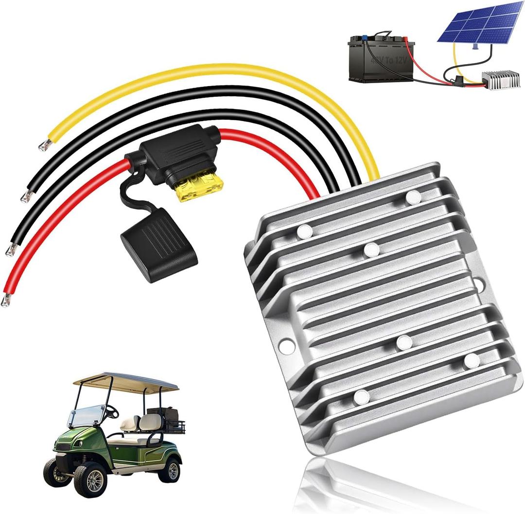 36V 48V to 12V Converter 20A 240W DC-DC Step Down, 48V to 12V Converter Golf Cart Voltage Regulator with Fuse Professional Waterproof Voltage Reducer for Golf Cart Club Car LED Lights