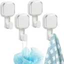 TAILI 4 Pack Suction Cup Hooks for Inside Shower, Powerful Vacuum Suction Shower Holders for Towel, Loofah, Clothes, Damage Free Hanging Versatile Utility Wall Hooks, Easy to Install and Remove, White