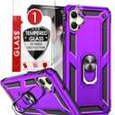 LeYi for A05-Samaung-Phone-Case with Screen Protector and Camera Lens Protector, Samsung A05 Case for Women, Military-Grade Shockproof Magnetic Ring Kickstand Case for Galaxy A05, Purple (6.7 inch (Galaxy A05))