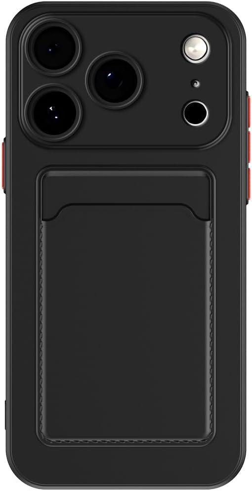 Lunivop Compatible with iPhone 17 Pro Max Case 6.9 '' 2525 Card Holder Wallet Slim Soft Silicone Shockproof, Camera Protection Anti-Scratch Phone Cases, (for 17 Pro Max Black)