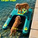 CETANA Inflatable Dog Boat Ramp with Deep Water Ladder, Crocodile EVA Non-Slip Platform, 210 lbs Floating Dog Pool Ramp, Portable Detachable Drop-Stitch Dog Dock Ramp with Tie-Down Ropes