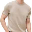 Fioboc Mens Shirts Knit Crew Neck Premium Moisture Wicking Shirt Short Sleeve Summer Tops S-4XL