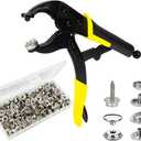 Heavy Duty Snap Fastener Kit  210PCS Marine Grade Stainless Steel Snap Tool Set for Canvas, Boat Covers, Awnings, Fabric, Tents  Rustproof, Easy Installation, All-in-One Fastener Repair Kit-Yellow