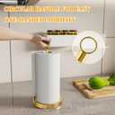 HZE Paper Towel Holder Countertop, One-Handed Tear, Stainless Steel, Weighted Base, Silver, Ring Paper Towel Holder Stand with Ratchet System for Kitchen Farmhouse Essentials Decor Accessories