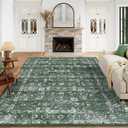 ARKIIKI 8x10 Dark Green Washable Area Rugs for Living Room, Neutral Boho Carpet