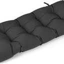 Bench Cushion, Waterproof Tufted Memory Foam Cushion with Non-Slip Ties, Bench Cushions for Outdoor/Indoor (Black, 45x18x4in)