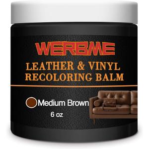 Leather Recoloring Balm & Color Restorer - Multipurpose Dye & Paint for Faded Leather Couches, Car Seats, Shoes | Fix Scratches on Clothing, Furniture & Accessories(Medium Brown) (small size)