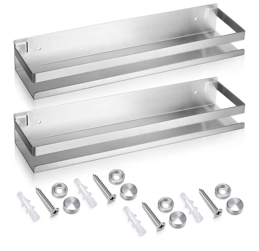 Lallisa 1Pieces Stainless Steel Shelf Bathroom Shower Floating Shelves Wall Mounted Shower Caddy Basket Shelf Storage Organizer Shelves for Bathroom, Kitchen, Living Room(15.75 Inch/ 40 cm,Silver)